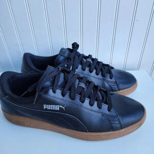 Puma Men's Smash V2 365215-12 Black Tan Leather Classic Sneaker Shoes Size 13